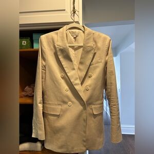LOFT Cream Double-Breasted Blazer